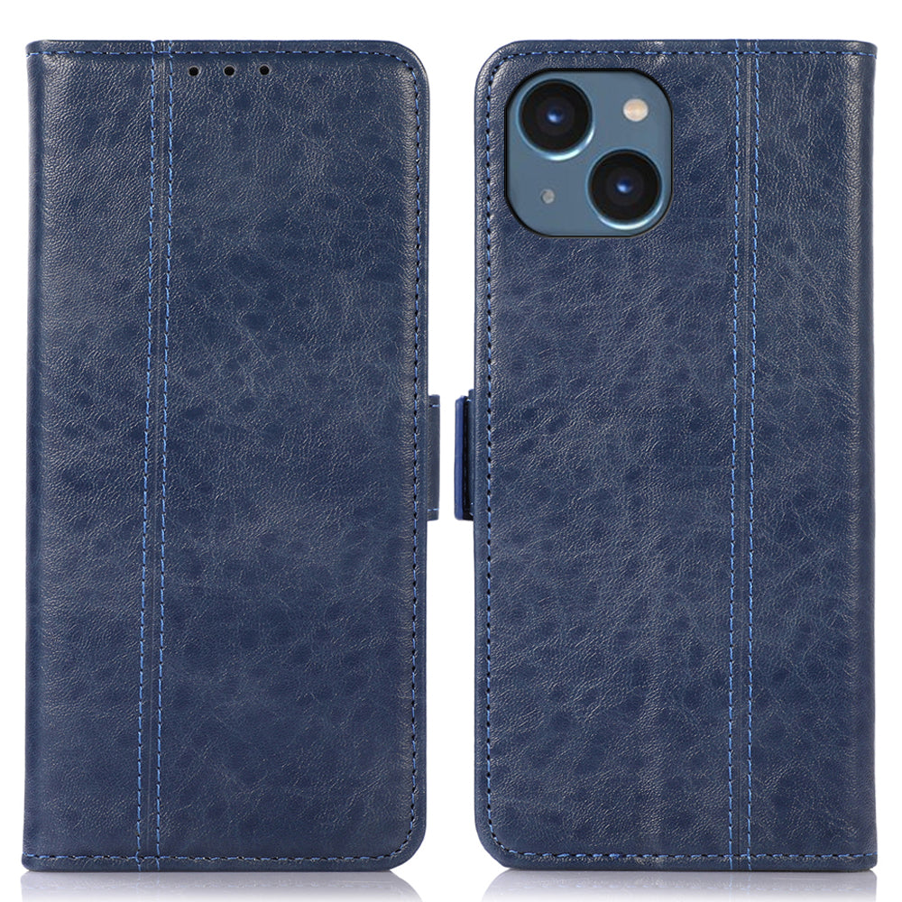 Phone Case for iPhone 15 PU Leather Dual Magnetic Clasp Stand Crazy Horse Texture Flip Cover Wallet Phone Case for iPhone 15 PU Leather Dual Magnetic Clasp Stand Crazy Horse Texture Flip Cover Wallet